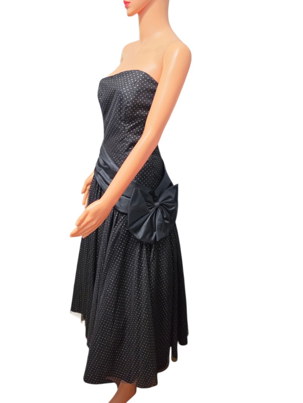 Vintage 1980s What's Up by Carol Black Glitter Dot Tulle Whimsigoth Dress Sz 10
